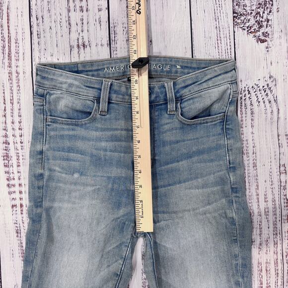 AE Super Hi-Rise Jegging Women’s 4 Short Next Level Stretch Raw Hem Distressed - Picture 3 of 8